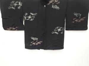 大正ロマン　漆　草花模様織り出し　一つ紋羽織